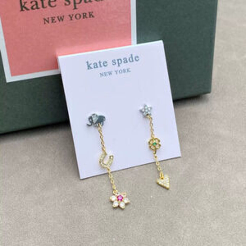 kate spade Elephant Horseshoe Flower Star Four Leaf Clover Asymmetrical Earrings